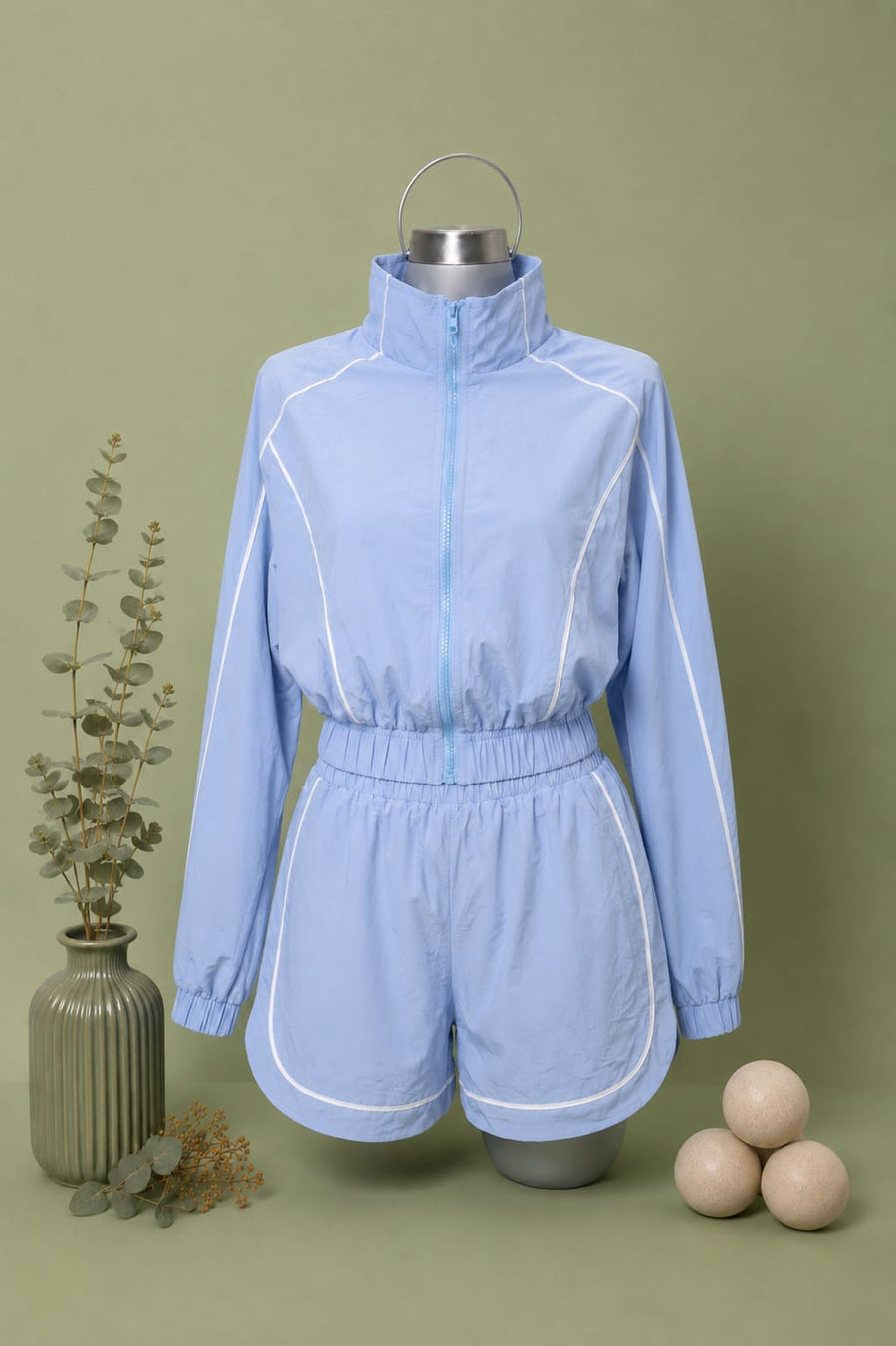 Set Rompevientos Luxury Fit Azul | Chamarra + Short Deportivo + 1 Calcetas de regalo